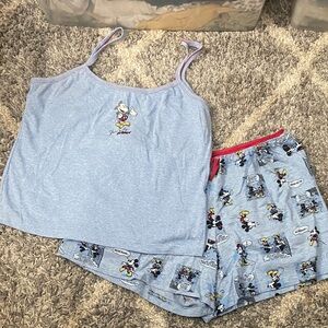 Disney Mickey Mouse women’s/teen  Pajama Set - Light Blue with Red Accents
